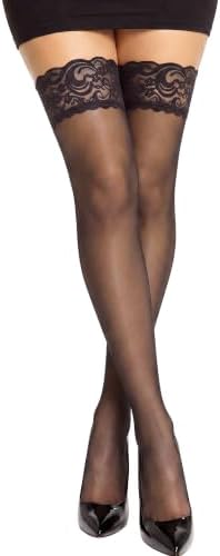 Womens Thigh High Stockings Halloween Costume Antiskid Black Lace